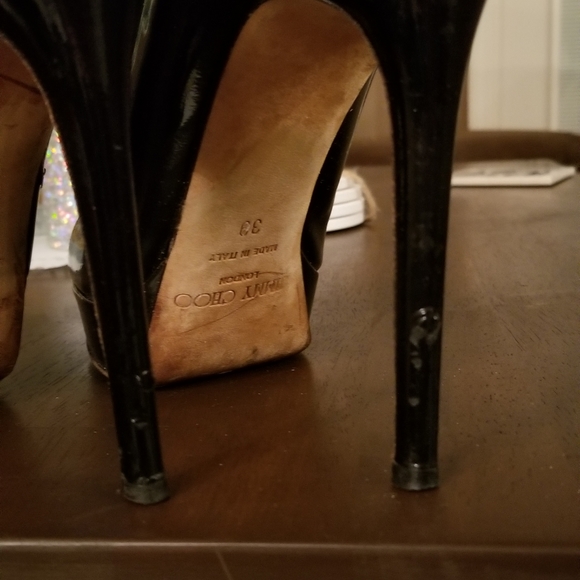 Jimmy Choo Black Patent Leather Platform Heels 9 - Picture 5 of 16